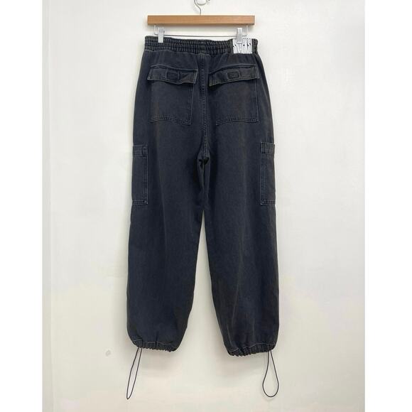Snacks! By MOTHER The Munchie Ankle Barrel Slouchy Utility Jeans Black - Size 27 - Picture 3 of 12